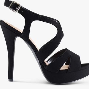 D Heart black suede platform heels